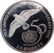 25 Rupees United Nations reverse image