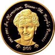 100 Dollars Portrait of Princess Diana reverse image