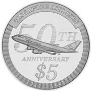 5 Dollars Singapore Airlines, Singapore, 1997 reverse image