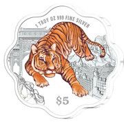 5 Dollars Year of the Tiger, Singapore, 2022 reverse image