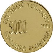 5000 Tolarjev Plebiscite on Independence obverse image