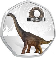 50 Cents - Elizabeth II Brachiosaurus, Solomon Islands, 2021 reverse image