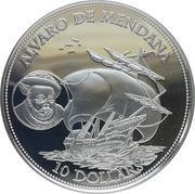 10 Dollars - Elizabeth II Alvaro De Mendana, Solomon Islands, 2004 reverse image