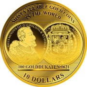 10 Dollars - Elizabeth II 100 Golddukaten 1621, Solomon Islands, 2017-2019 reverse image