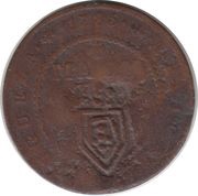 ½ Macuta - Maria II Countermark "CROWNED SHIELD" over "¼ Macuta, Maria I and Pedro III obverse image