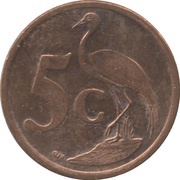 5 Cents iNingizimu Afrika reverse image