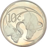 10 Cents Buffalo - Power of Africa, South Africa, 2001 reverse image
