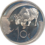 10 Cents Rhino - Survivor of Africa reverse image