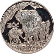 20 Cents Elephant - Strength of Africa, South Africa, 2002 reverse image