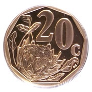 20 Cents iNingizimu Afrika, South Africa, 2007-2020 reverse image