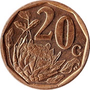 20 Cents Afurika Tshipembe, South Africa, 2009-2022 reverse image