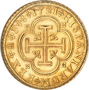 8 Escudos - Felipe V Segovia,1st type, Spain, 1721-1723 reverse image
