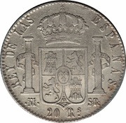 20 Reales - Fernando VII Madrid; 3rd portrait reverse image