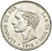 5 Pesetas - Alfonso XII 2nd portrait obverse image