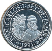 5000 Pesetas Pizarro and Atahualpa obverse image