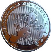 10 Euros - Juan Carlos I Spanish Presidency, Spain, 2002 reverse image