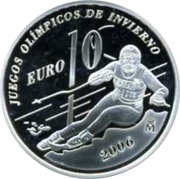 10 Euros - Juan Carlos I 2006 Winter Olympics Turin, Spain, 2005 reverse image
