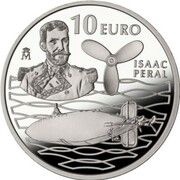 10 Euros - Juan Carlos I Submarine Isaac Peral, Spain, 2013 reverse image
