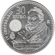 30 Euros - Felipe VI IV Centenary of Miguel de Cervantes, Spain, 2016 reverse image