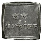 16 Öre "Klippingar" - Gustav Vasa Square type; Åbo mint, Sweden, 1556-1557 reverse image
