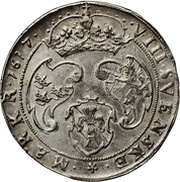 8 Mark - Gustav II Adolf Laureate head - Type I, Sweden, 1617 reverse image