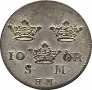10 Öre Silvermynt - Frederick I King's Monogram Type 3 reverse image
