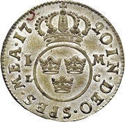 1 Mark - Ulrika Eleonora, Sweden, 1719-1720 reverse image
