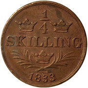 ¼ Skilling - Carl XIV Johan reverse image