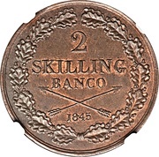 2 Skilling Banco - Oscar I large head reverse image