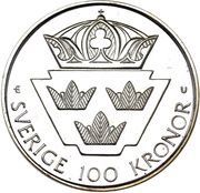 100 Kronor - Carl XVI Gustaf International Youth Year, Sweden, 1985 reverse image