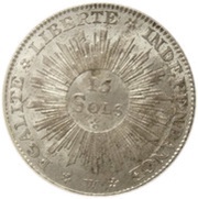 15 Sols Revolutionary Coinage reverse image