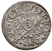 3 Kreutzers Square shield; date in fields, Switzerland, 1598 reverse image