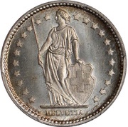 1 Franc Helvetia standing; nickel; trial obverse image