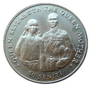 50 Seniti - Tāufaʻahau Tupou IV Wedding Day Portrait of the Queen Mother, Tonga, 1985 reverse image