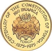 100 Pa'anga - Taufa’ahau Tupou IV Constitution Centennial reverse image