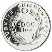 5000 Lira World Forestry Conference obverse image