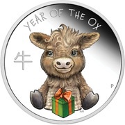 50 Cents - Elizabeth II Baby Ox, Tuvalu, 2021 reverse image