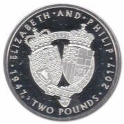 2 Pounds - Elizabeth II Platinum Wedding; Silver Proof reverse image