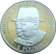 5 Pounds - Elizabeth II Sir Winston Churchill; Silver Proof, United Kingdom, 1999 reverse image