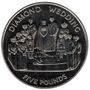 5 Pounds - Elizabeth II 60th Wedding Anniversary - Wedding Portrait, United Kingdom, 2007 reverse image