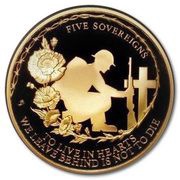 5 Sovereigns - Elizabeth II Remembrance WWI, United Kingdom, 2021 reverse image