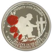 25 Pounds - Elizabeth II Remembrance WWI; Silver Proof, United Kingdom, 2021 reverse image