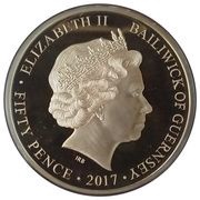 50 Pence - Elizabeth II Platinum Wedding - The Honeymoon Portrait 1947 obverse image