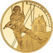 5 Pounds - Elizabeth II D-Day Landing 01.20; Gold Proof, United Kingdom, 2019 reverse image