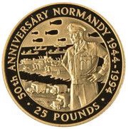 25 Pounds - Elizabeth II Normandy Invasion, United Kingdom, 1994 reverse image