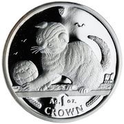1 Crown - Elizabeth II Scottish Fold Cat; Silver reverse image