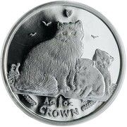 1 Crown - Elizabeth II Ragdoll Cat; Silver reverse image