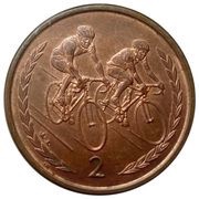 2 Pence - Elizabeth II Bicyclists, United Kingdom, 1998-1999 reverse image