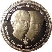 1 Crown - Elizabeth II Wedding, 2nd variety, United Kingdom, 1981 reverse image