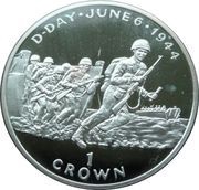 1 Crown - Elizabeth II Normandy Landings, United Kingdom, 1994 reverse image